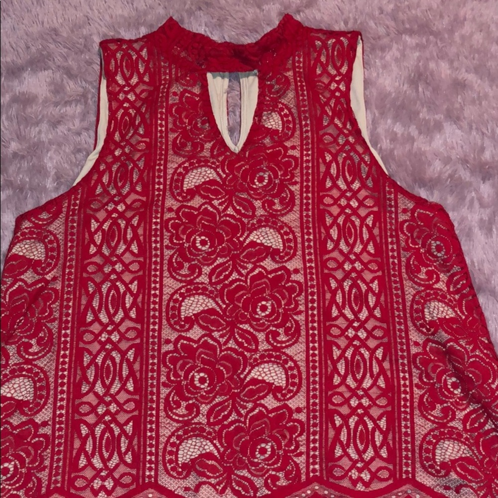 NWOT red lace blouse